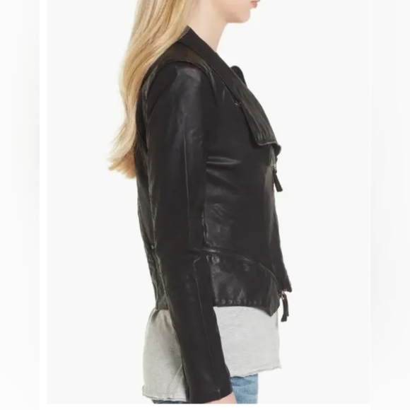 NwT Blank NYC Tailored Vegan Leather Biker Moto Jacket Black Size Small - Picture 3 of 14